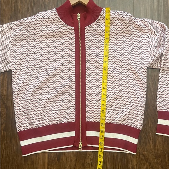 NWT Varley Red & White Walter Knit Gold double Zip Jacket Large - Picture 14 of 16